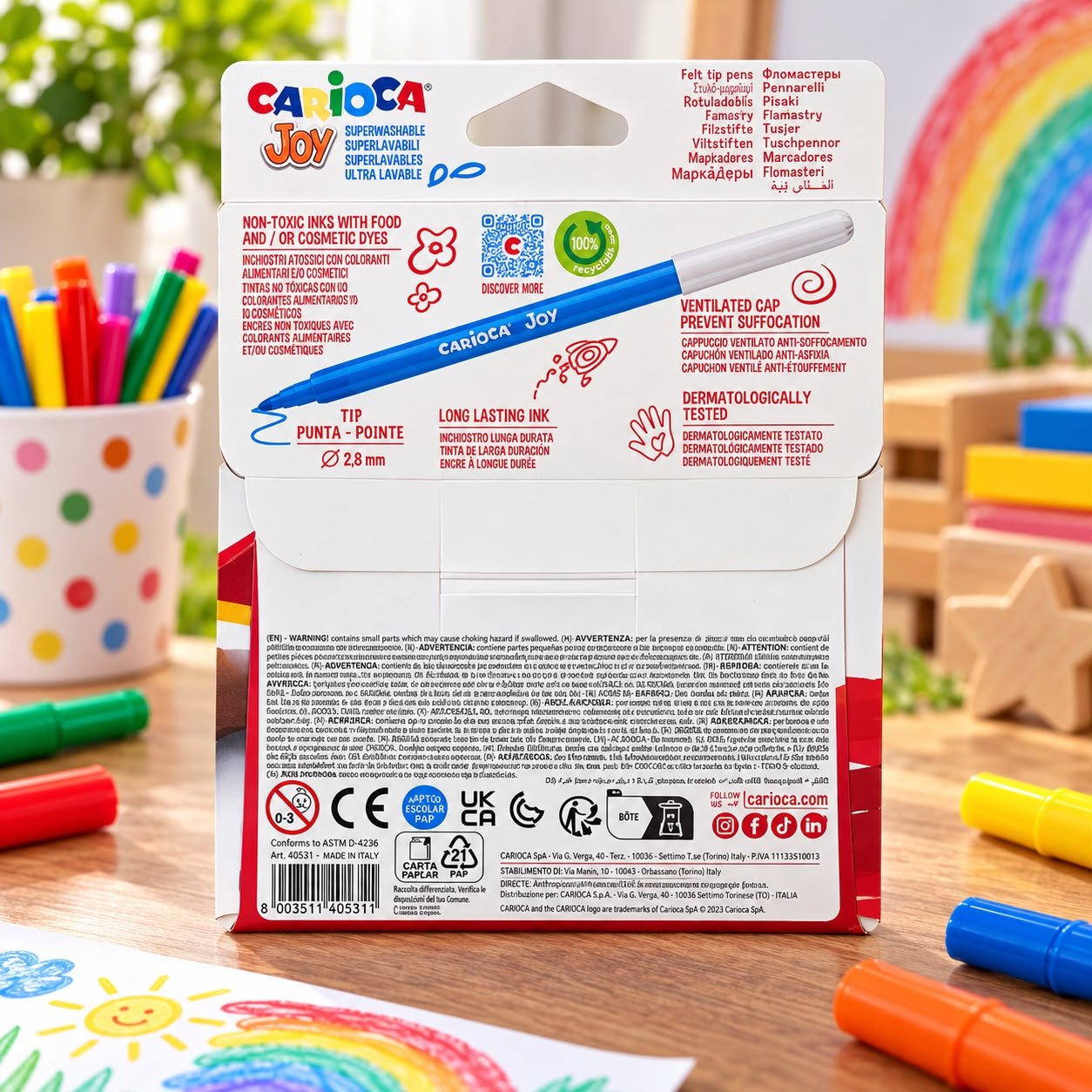 Parte trasera del estuche CARIOCA Joy de 12 rotuladores